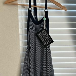 Diesel Long Halter Top in Navy and White Stripes in size M